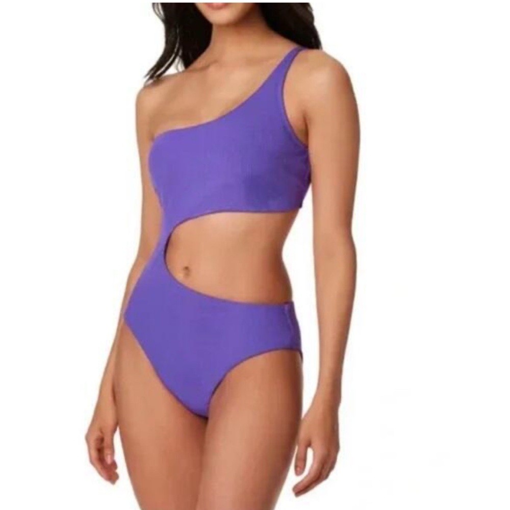 Bar III Asymmetrical Cutout One-Piece in Purple NWT